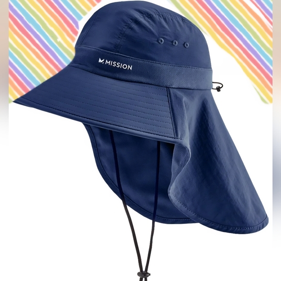 Mission Cooling Hat Navy Sun Protection Neck Protector Flap - Picture 1 of 4